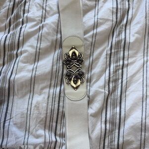 White Torso Belt with Black Chrome Buckle